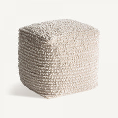Pouf blanc en tissu recyclé