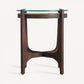 Table d'appoint en bois de manguier et en verre