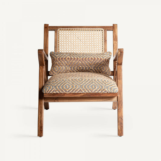 Fauteuil en tissu et jute multicolore