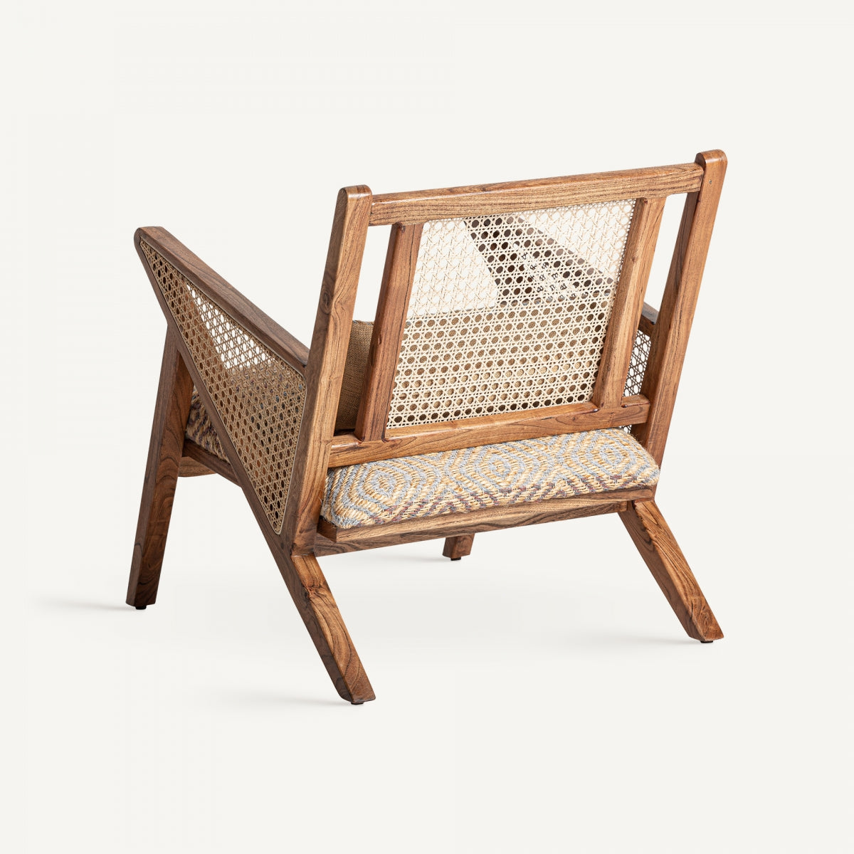 Fauteuil en tissu et jute multicolore