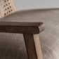 Fauteuil en tissu beige et rotin