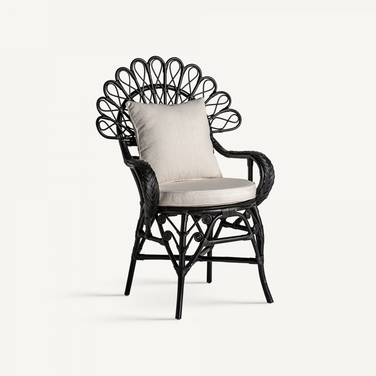 Chaise de salle à manger en rotin noir