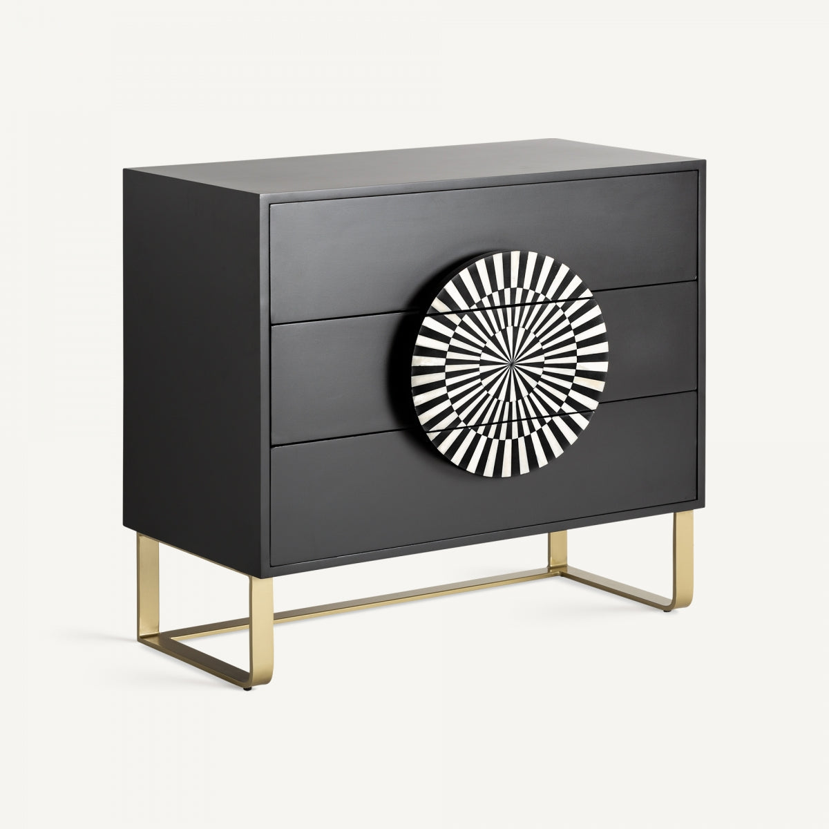 Commode en bois noir et incrustation d'os