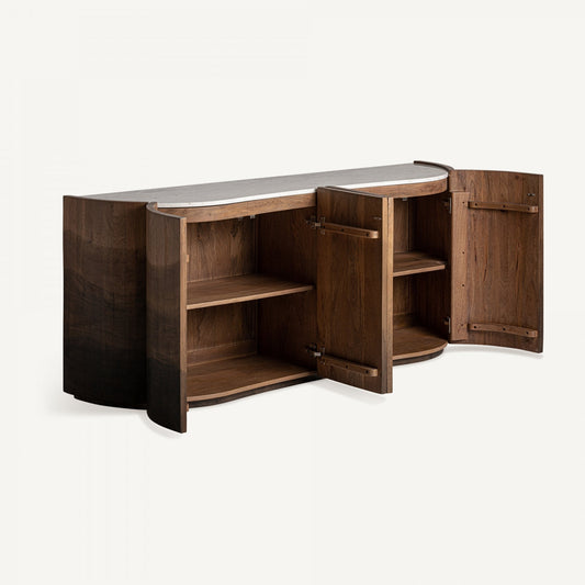 Buffet en bois de manguier et marbre blanc