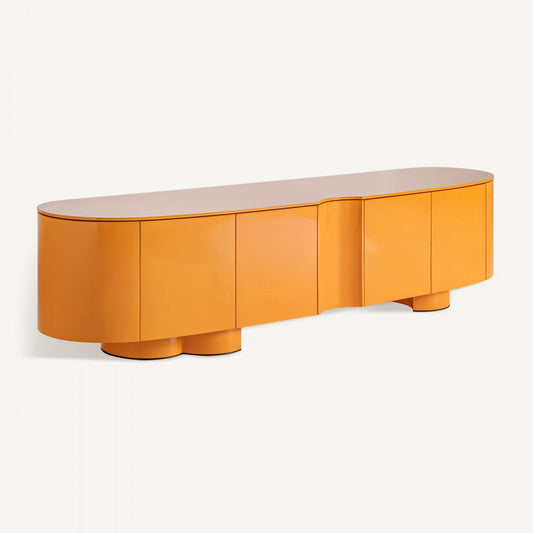 Meuble TV design en bois orange