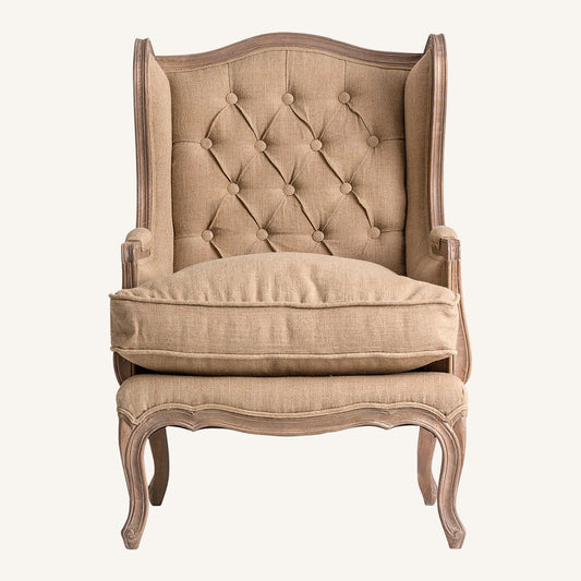 Fauteuil en lin marron