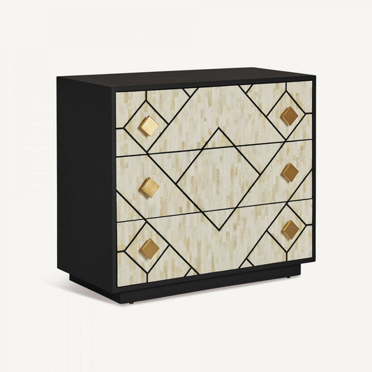 Commode en bois noir et incrustation d'os