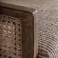 Fauteuil d'appoint en manguier, osier et tissu beige