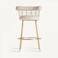 Chaise de bar en laiton et tissu blanc cassé
