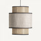 Lustre en rotin et tissu blanc
