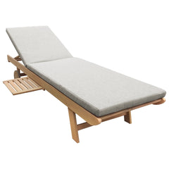 Bain de soleil pliant en acacia - coussin beige