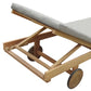 Bain de soleil pliant en acacia - coussin beige