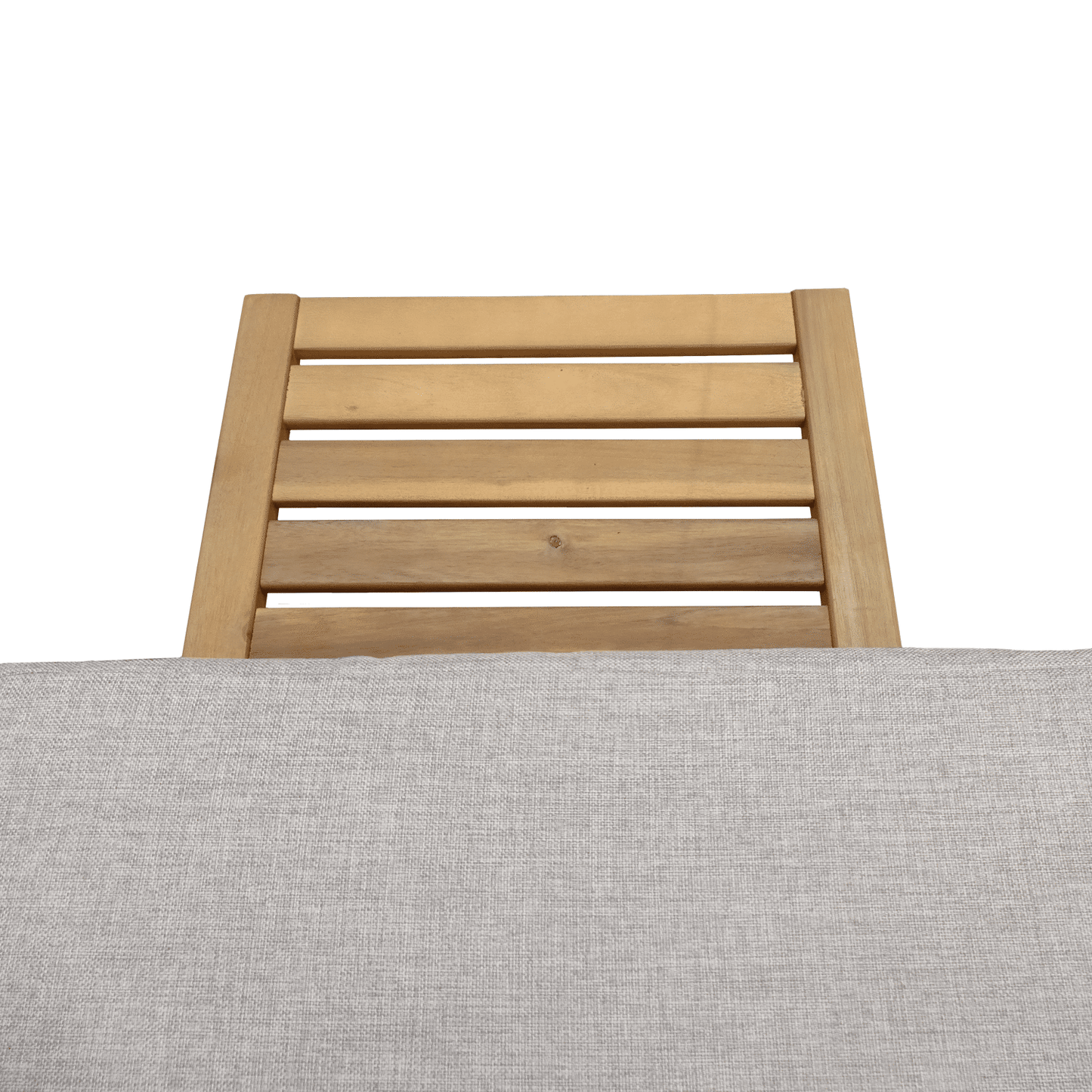 Bain de soleil pliant en acacia - coussin beige