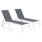 Ensemble de 2 bains de soleil et table d'appoint en textilène gris - aluminium blanc