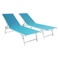 Lot de 2 chaises longues pliantes en textilène bleu - structure blanche