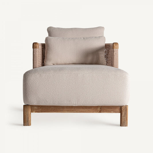 Chaise longue d'extérieur en tissu beige