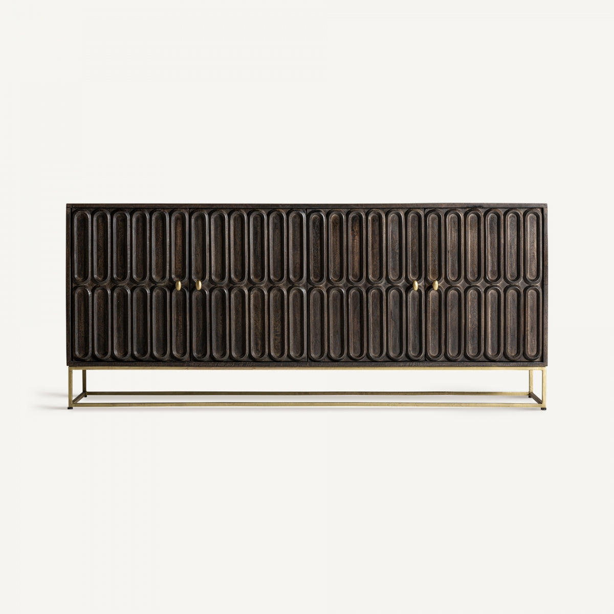 Buffet en manguier marron et laiton