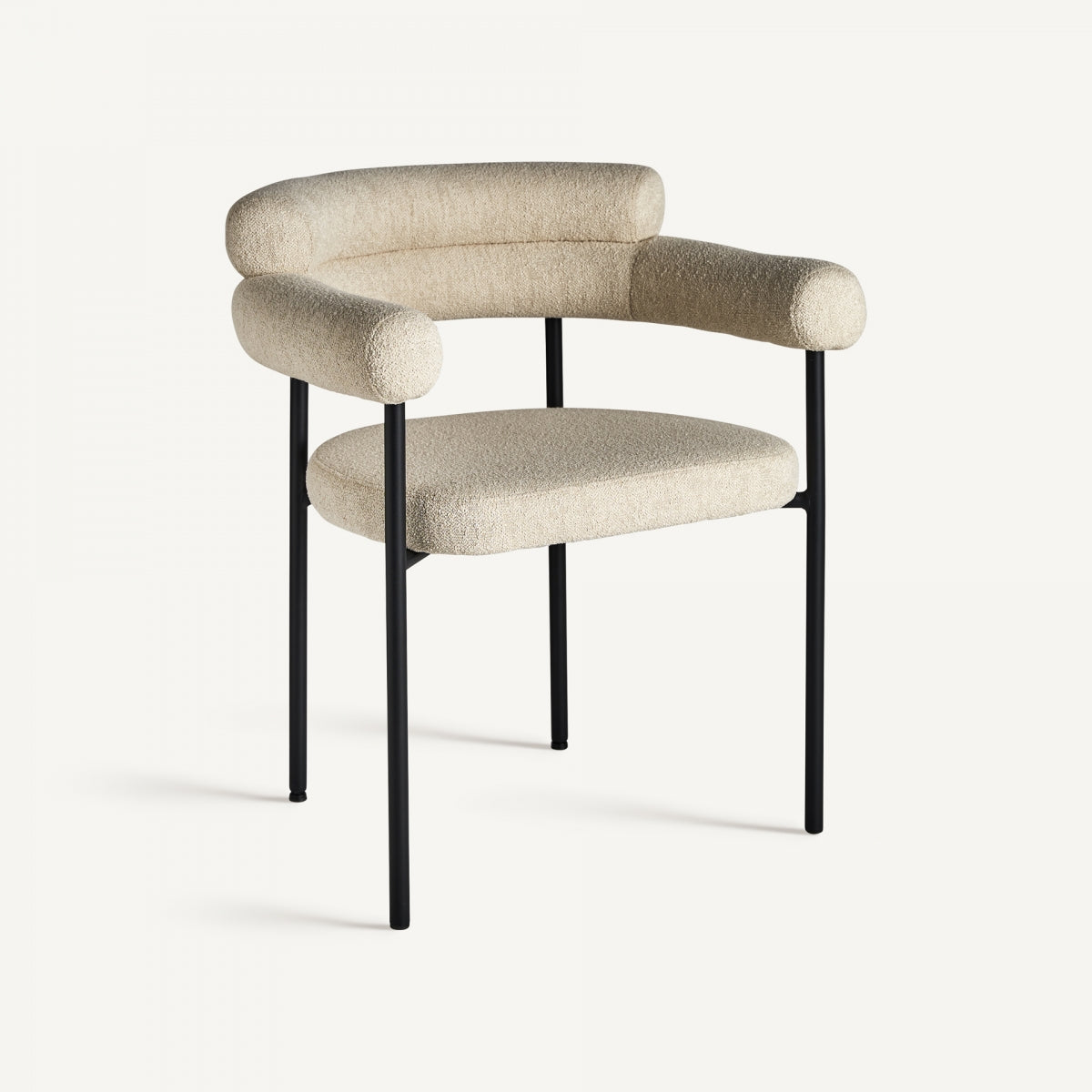Chaise de salle à manger bouclé crème