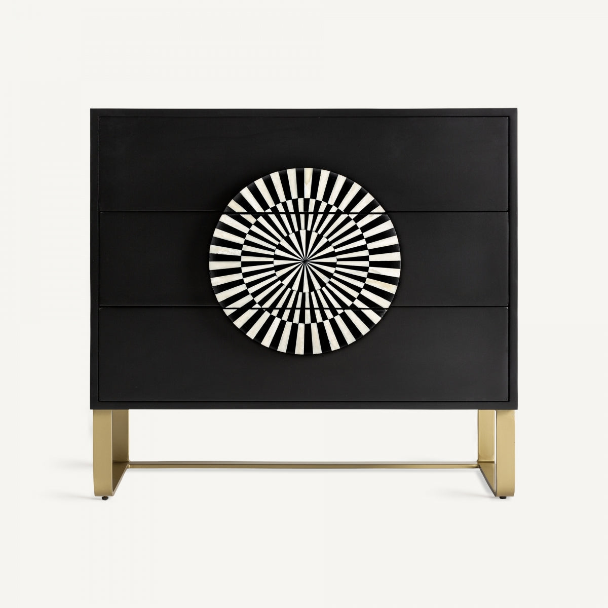 Commode en bois noir et incrustation d'os