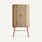 Buffet haut en bois de manguier et osier