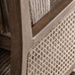 Fauteuil d'appoint en manguier, osier et tissu beige