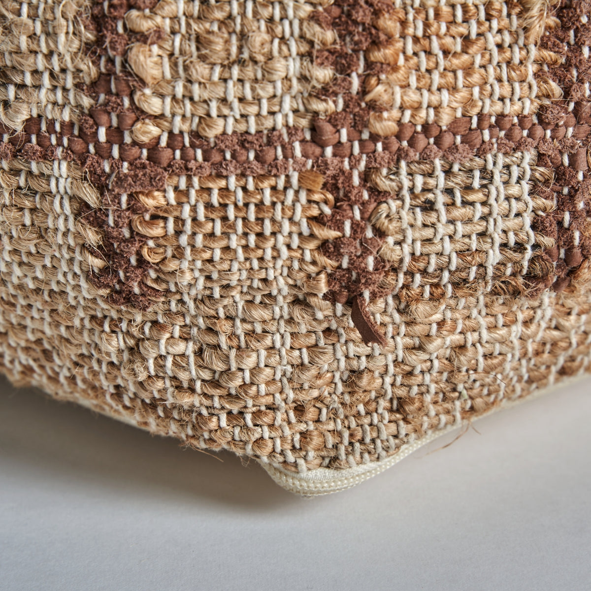 Pouf carré en jute et coton