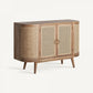 Buffet en bois de manguier et rotin