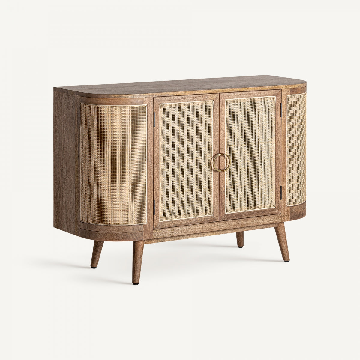 Buffet en bois de manguier et rotin