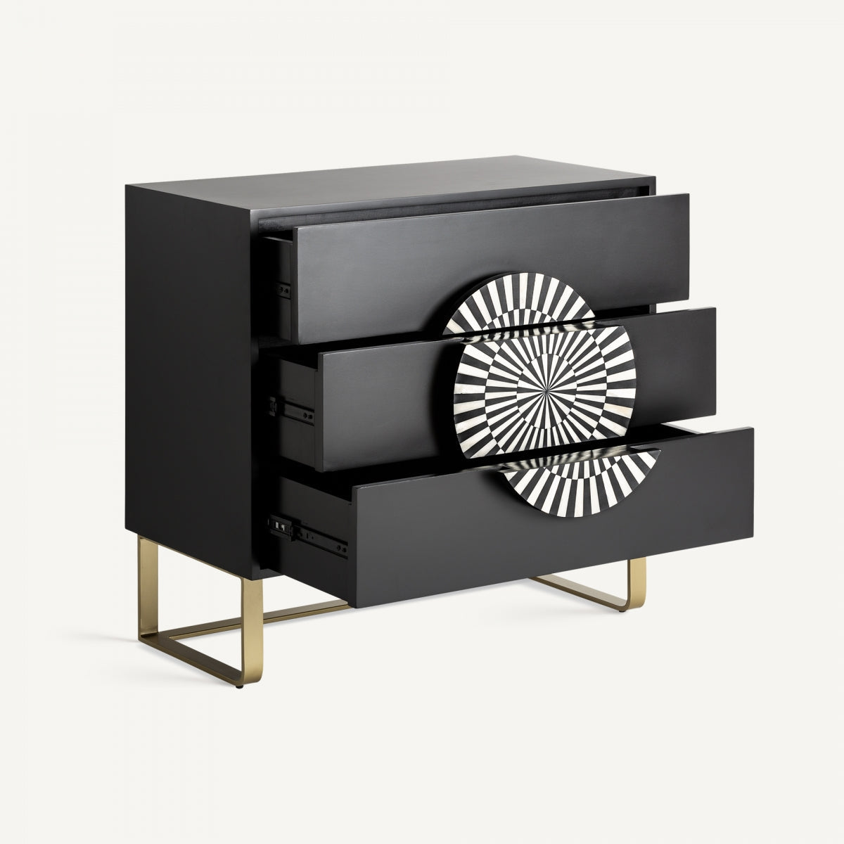 Commode en bois noir et incrustation d'os