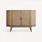 Buffet en bois de manguier et rotin