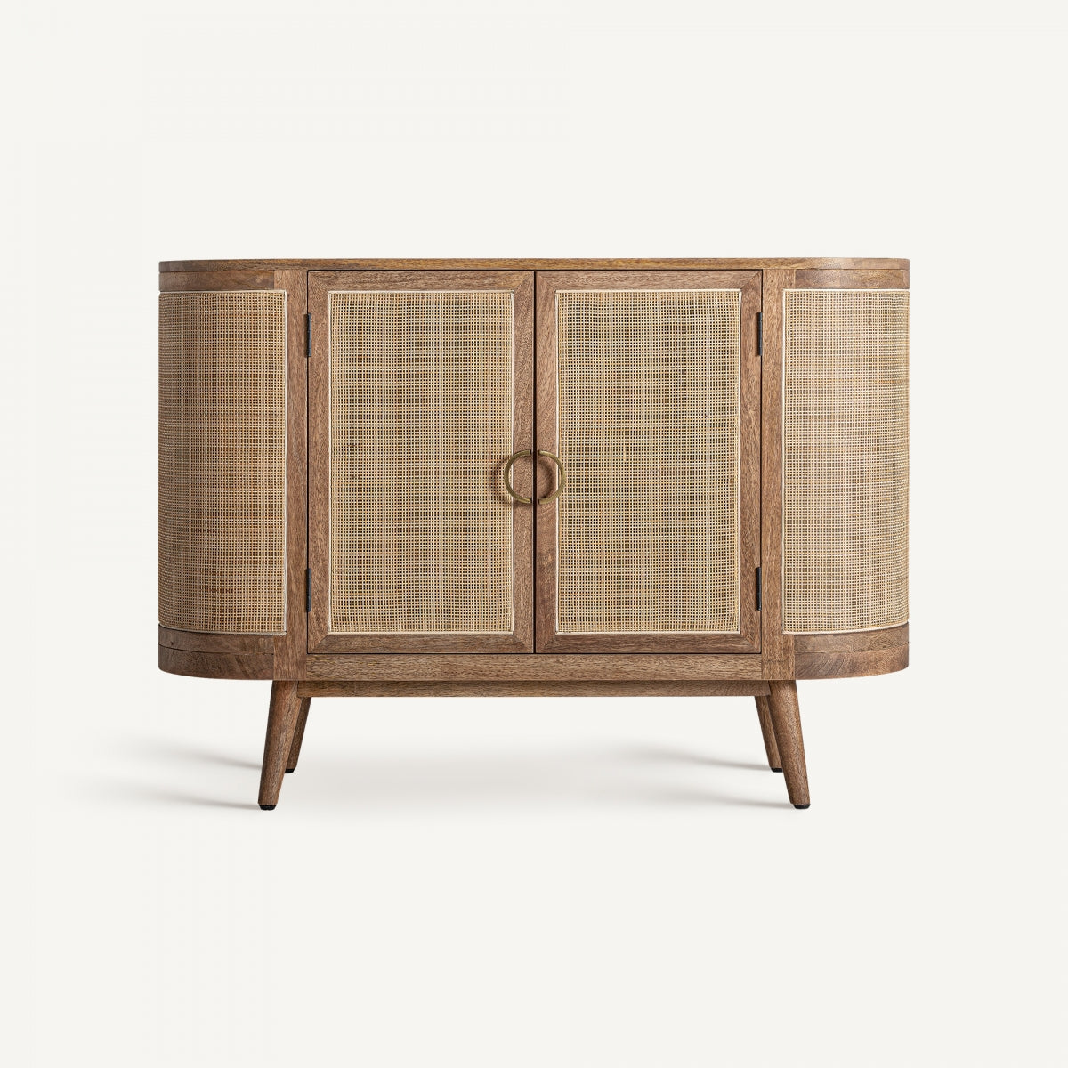 Buffet en bois de manguier et rotin
