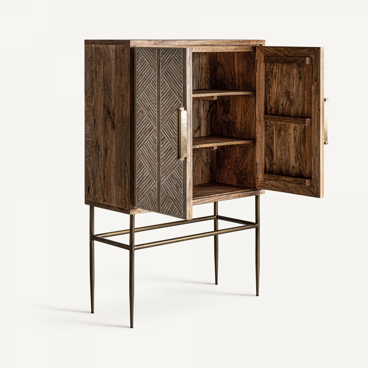 Buffet haut en bois de manguier noir