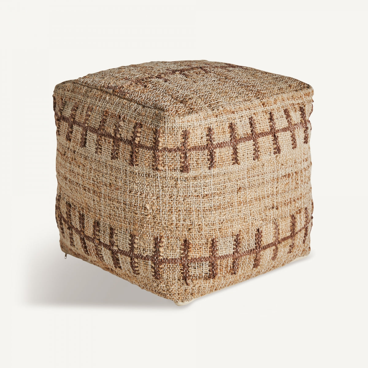 Pouf carré en jute et coton