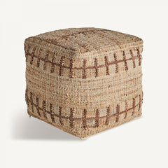 Pouf carré en jute et coton