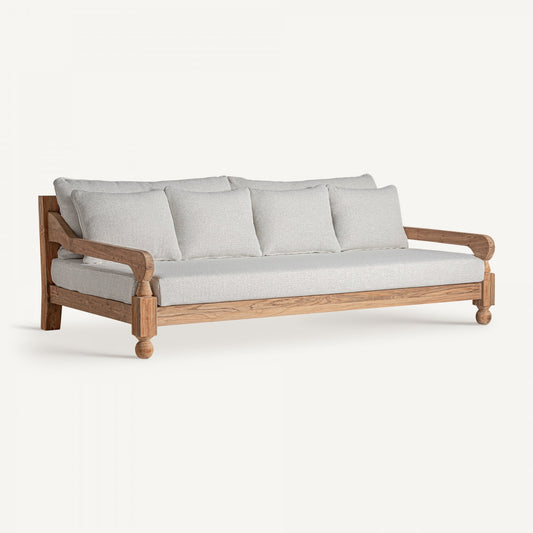 Canapé d'extérieur 4 places en tissu blanc