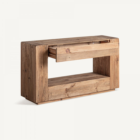 Console d'entrée rectangulaire en bois de pin marron
